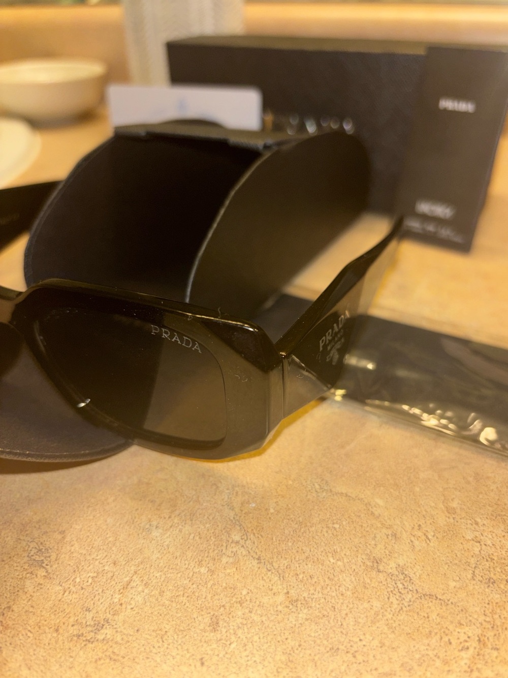 Prada Black Rectangle Sunglasses - Picture 13 of 16